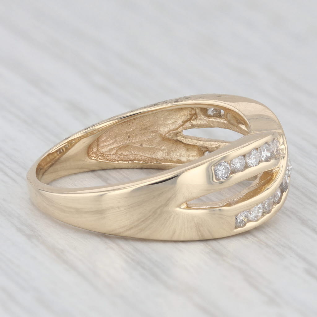 Light Gray 0.48ctw Diamond Criss Cross Ring 14k Yellow Gold Wedding Anniversary Band