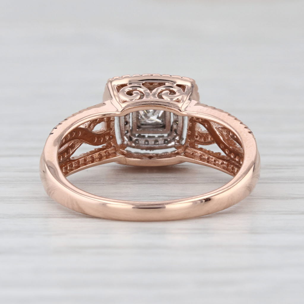 0.36ctw Diamond Princess Halo Engagement Ring 10k Rose White Gold Size 7