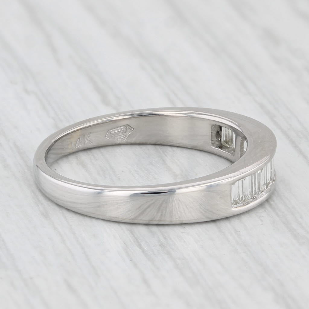 Light Gray 0.54ctw Diamond Wedding Band 14k White Gold Size 6 Stackable Anniversary