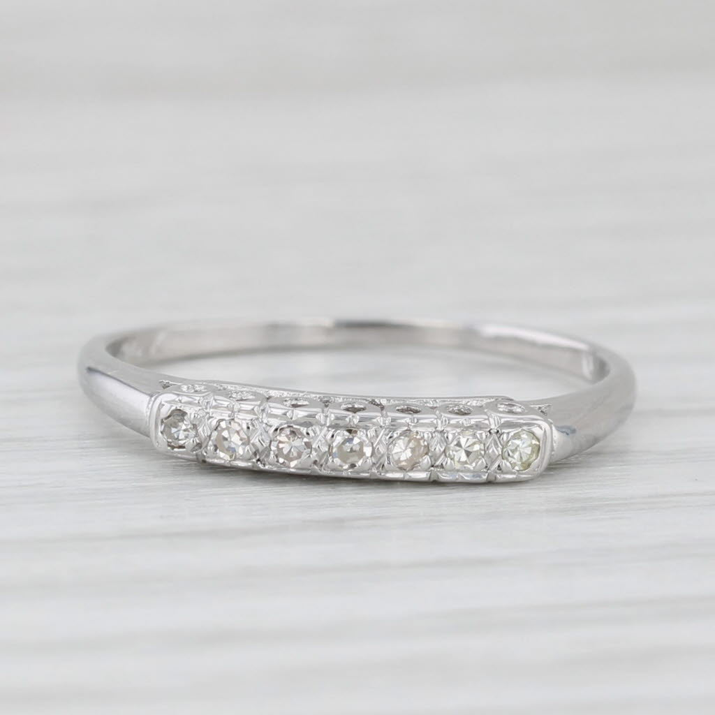 Light Gray Diamond Ring Wedding Stackable Band Size 6.5 Vintage