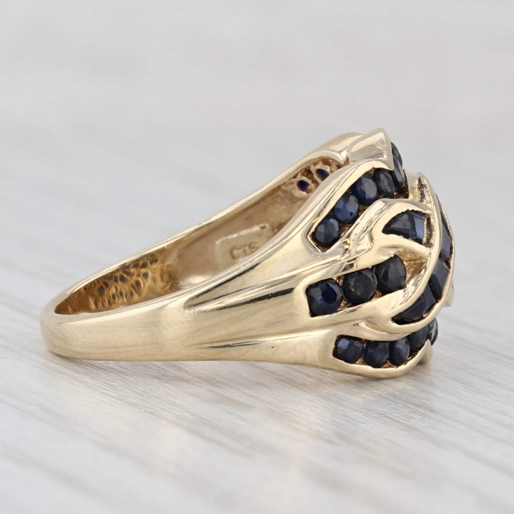 Light Gray 1.54ctw Blue Sapphire Knot Ring 10k Yellow Gold Size 7