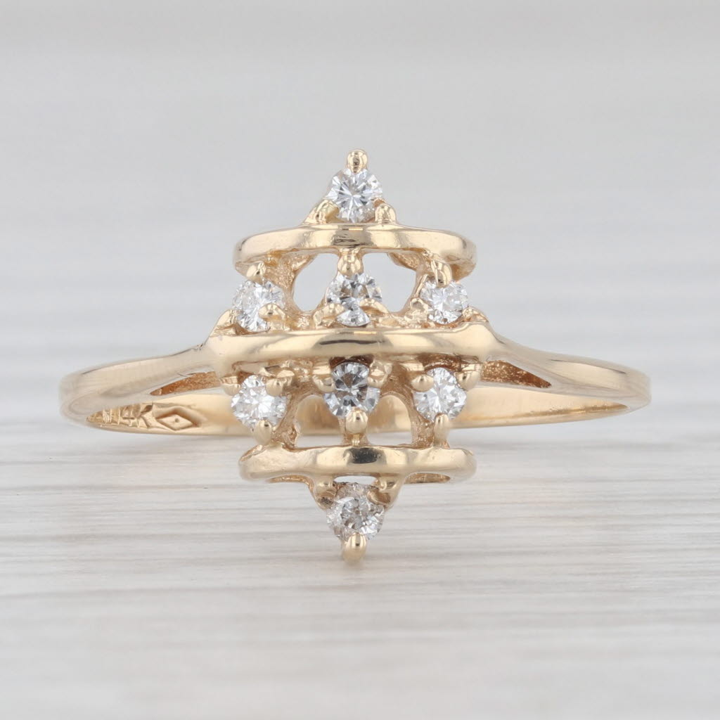 Light Gray 0.12ctw Diamond Cluster Ring 14k Yellow Gold Size 6