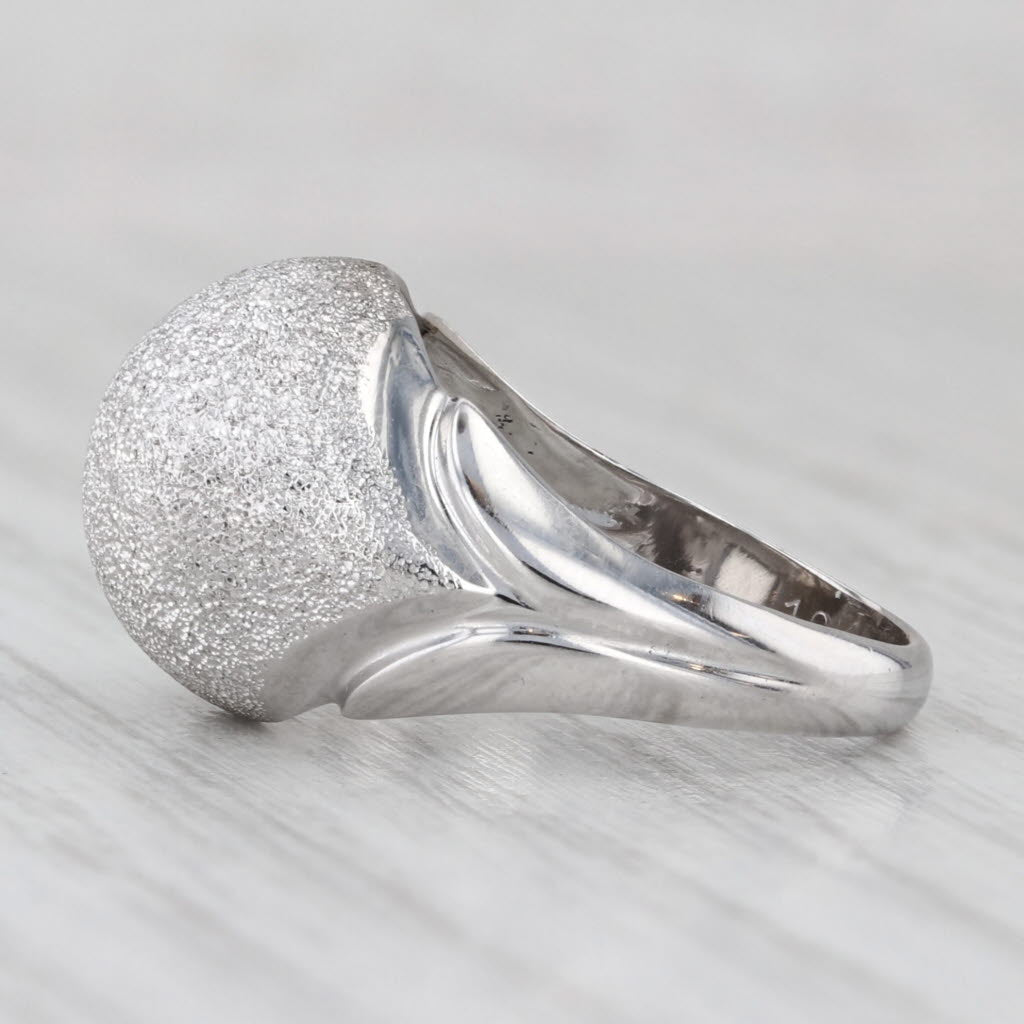 Light Gray Shimmering Brushed Dome Ring 10k White Gold Size 6.25