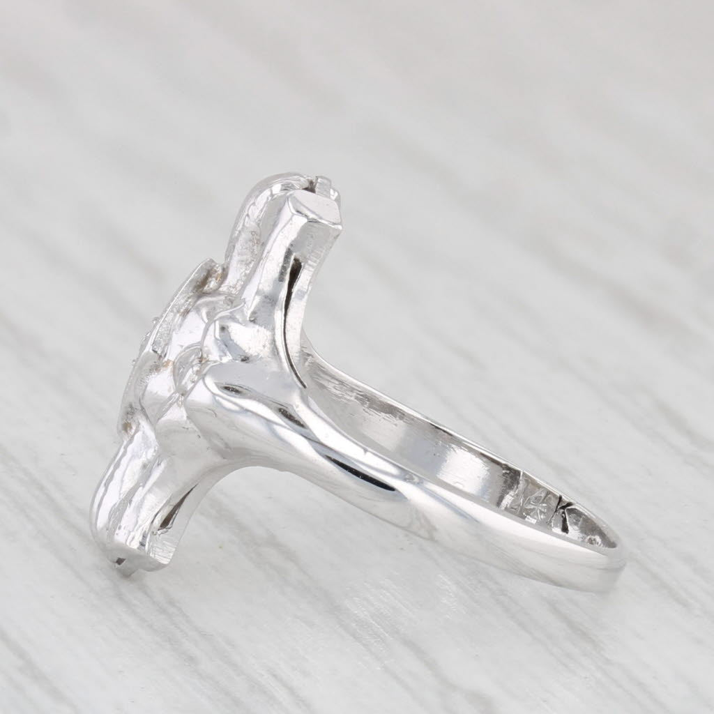 Light Gray Vintage Diamond Ring 14k White Gold Ornate Openwork Size 2.5