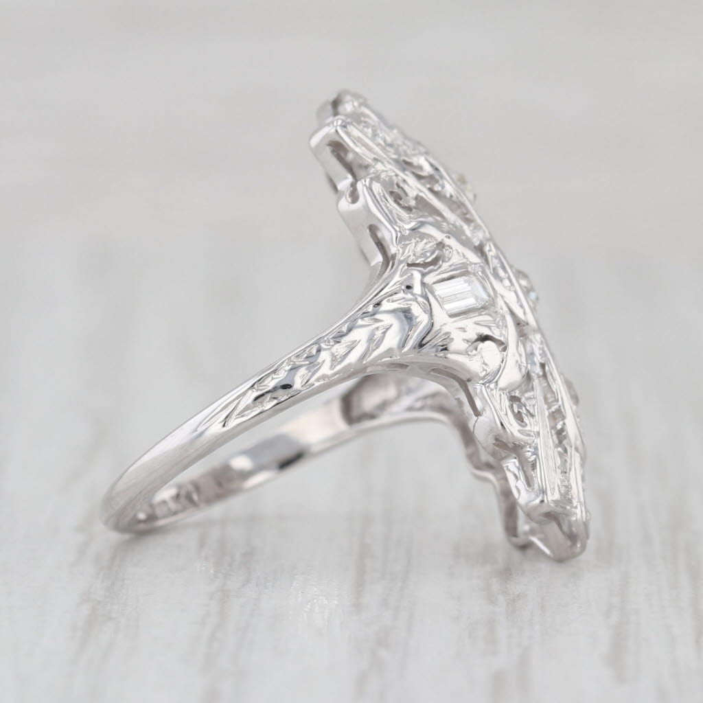Vintage 0.31ctw Diamond Filigree Ring 18k White Gold Size 6