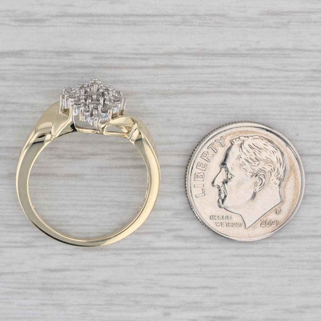 Gray 0.14ctw Diamond Cluster Ring 10k Yellow Gold Size 7.25