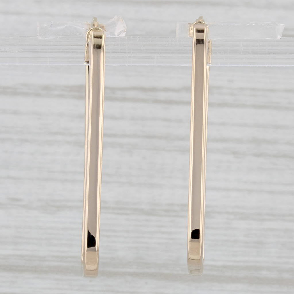 Light Gray Rectangle Hoop Earrings 14k Yellow Gold Snap Top Hoops