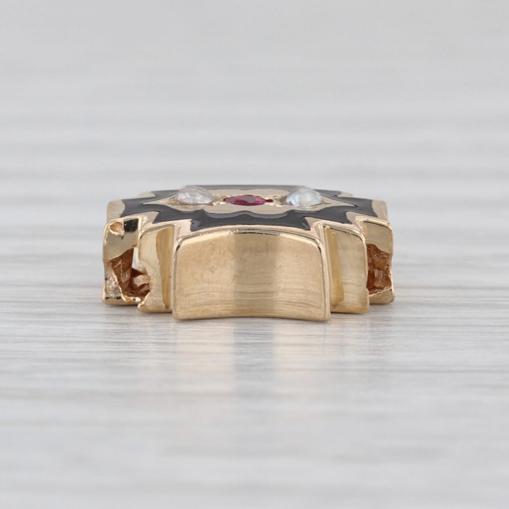 Goldman Kolber Lab Ruby Pearl Enamel Slide Bracelet Charm 14k Yellow Gold