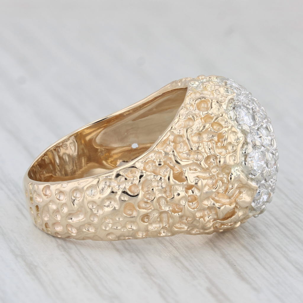 Light Gray Men's 1.85ctw Diamond Cluster Ring 14k Yellow Gold Nugget Band Size 10.25