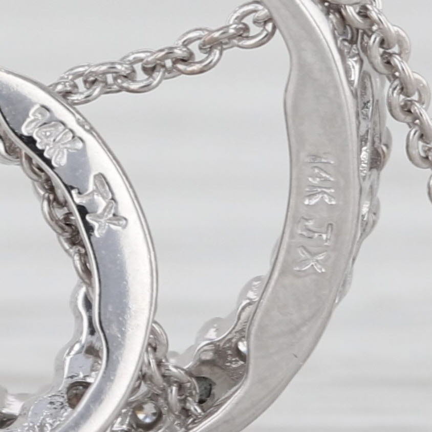 0.75ctw Diamond Double Eternity Circle Pendant 14k White Gold 16" Cable Chain