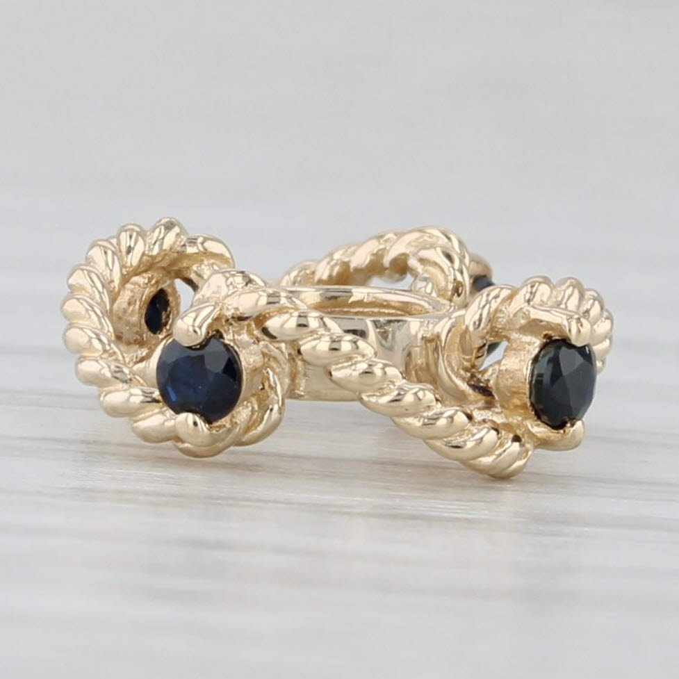 Light Gray Small Blue Sapphire Flower Twist Bead Spacer Charm 14k Yellow Gold Rondel