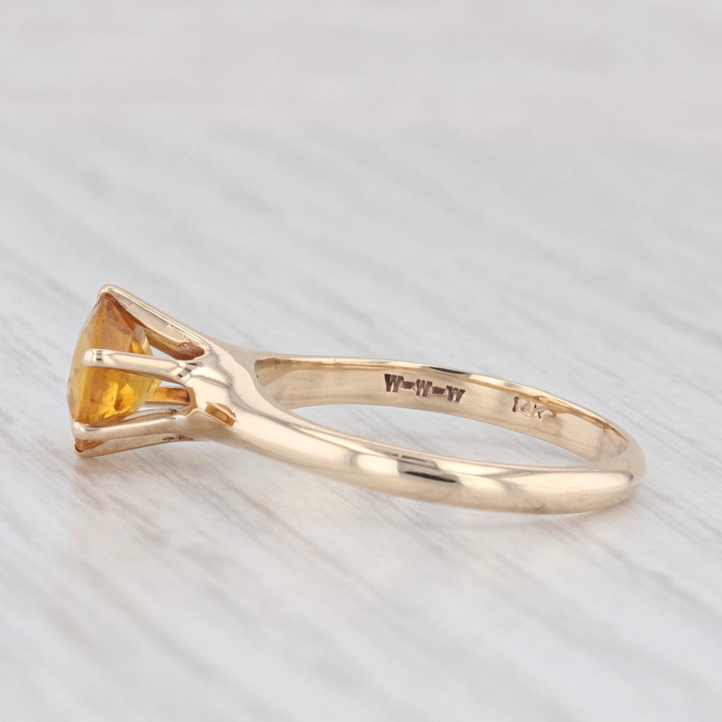 Light Gray Antique Orange Garnet Doublet Round Solitaire Ring 14k Yellow Gold Size 6.25