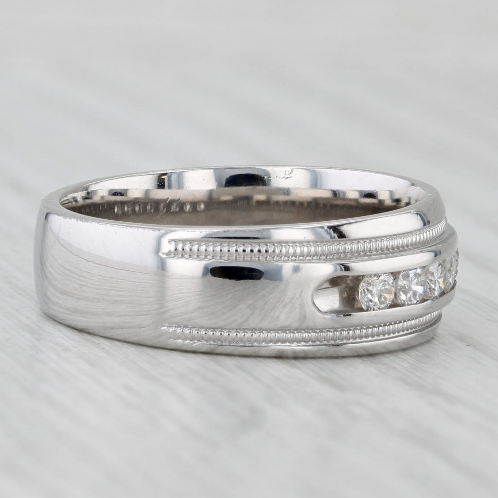Light Gray 0.50ctw Diamond Men's Wedding Band 14k White Gold Size 10 Ring
