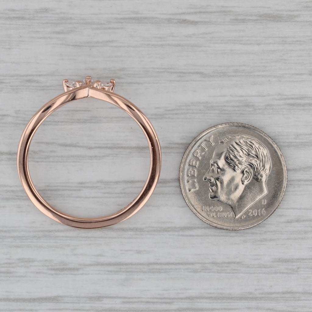 Gray Brilliant Earth Abelia Diamond 3-Stone Contoured Ring 14k Rose Gold Bridal