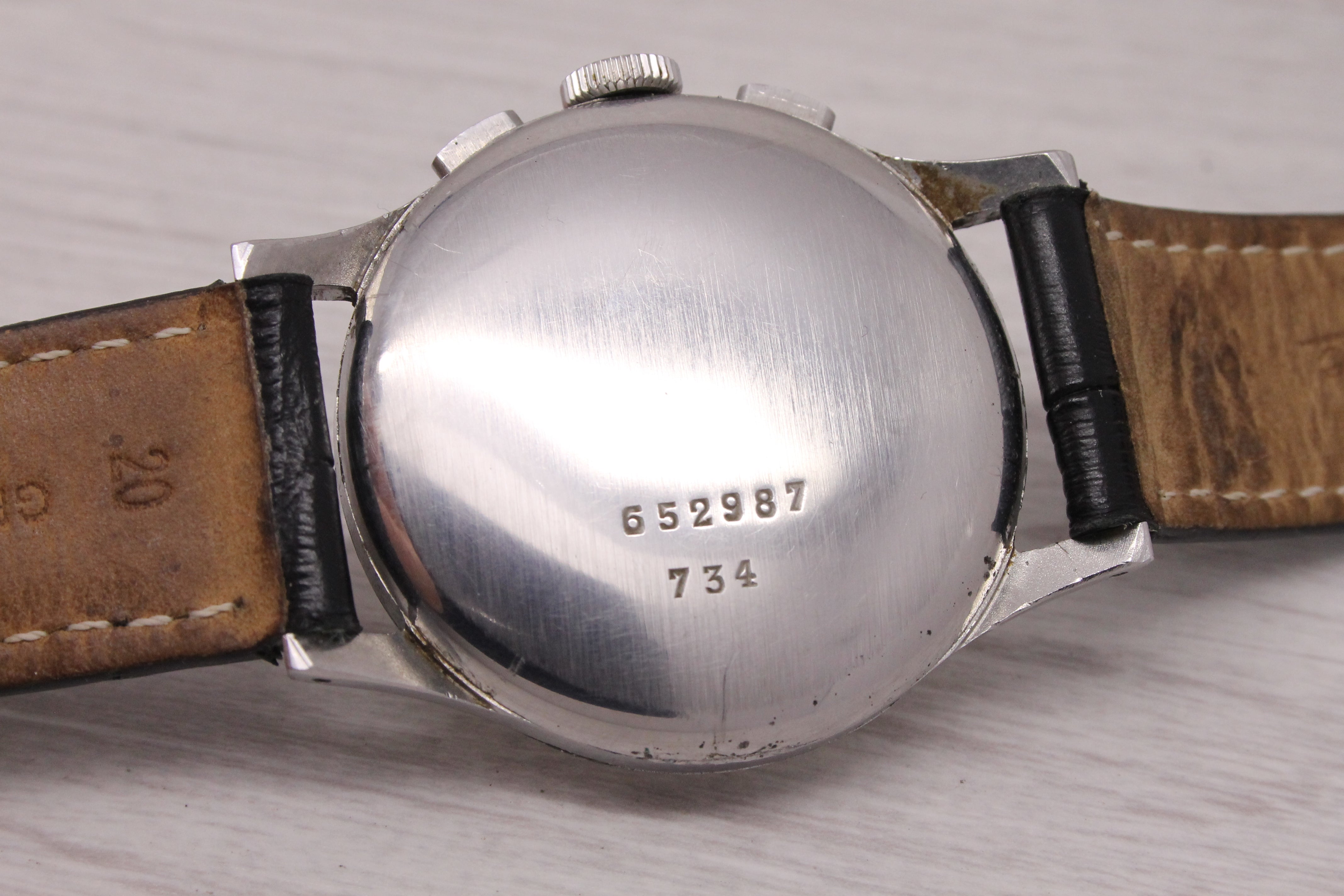 Dark Gray Vintage Breitling Premier ref.734 37mm Steel Men Chronograph Watch NEEDS SERVICE