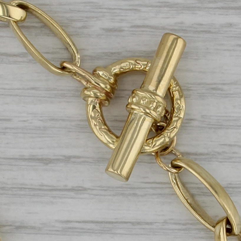 Slane & Slane Elongated Cable Chain Bracelet 18k Yellow Gold 8" Toggle Clasp