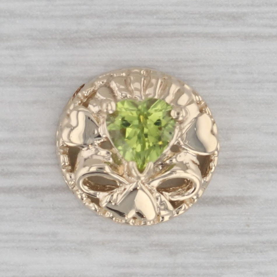 Gray 0.50ct Peridot Heart Floral Slide Bracelet Charm 10k Yellow Gold Vintage OMG