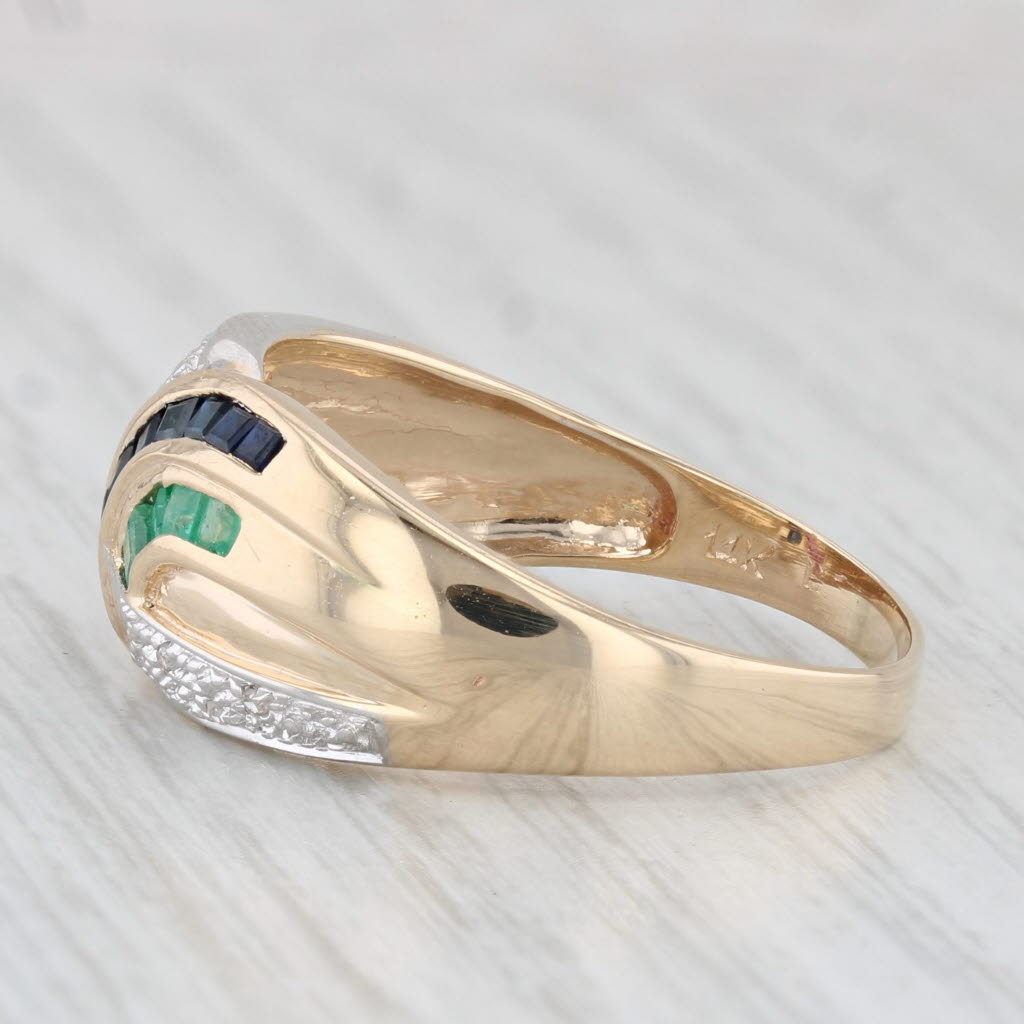 Light Gray 0.72ctw Sapphire Ruby Diamond Ring 14k Yellow Gold Size 11.5 Men's