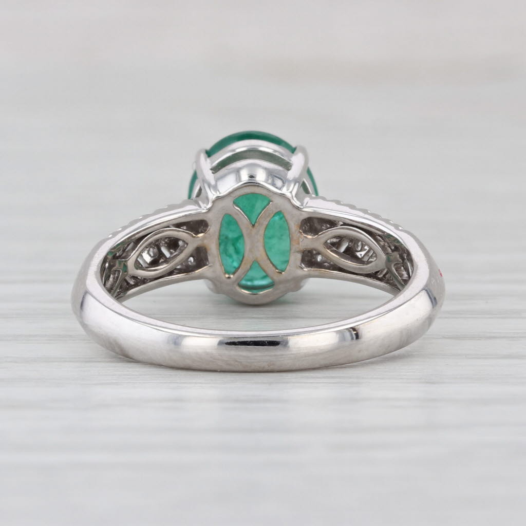 2.33ctw Oval Emerald Diamond Ring 14k White Gold Size 7.25 Engagement