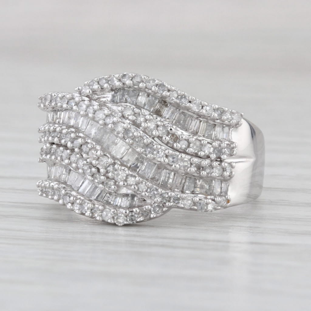 1.07ctw Pave Diamond Overlay Ring 10k White Gold Size 8