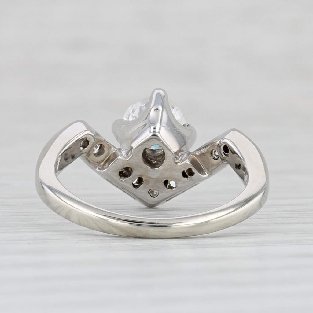 Light Gray Vintage 0.70ctw Round Diamond Engagement Ring 14k White Gold Sz 4.5 Contoured V