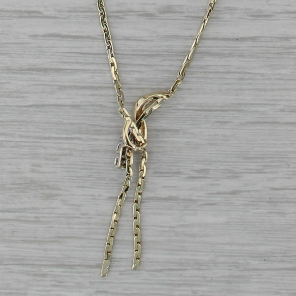 Diamond 3-Stone Lariat Necklace 14k Yellow Gold 16.25" C-Link Chain