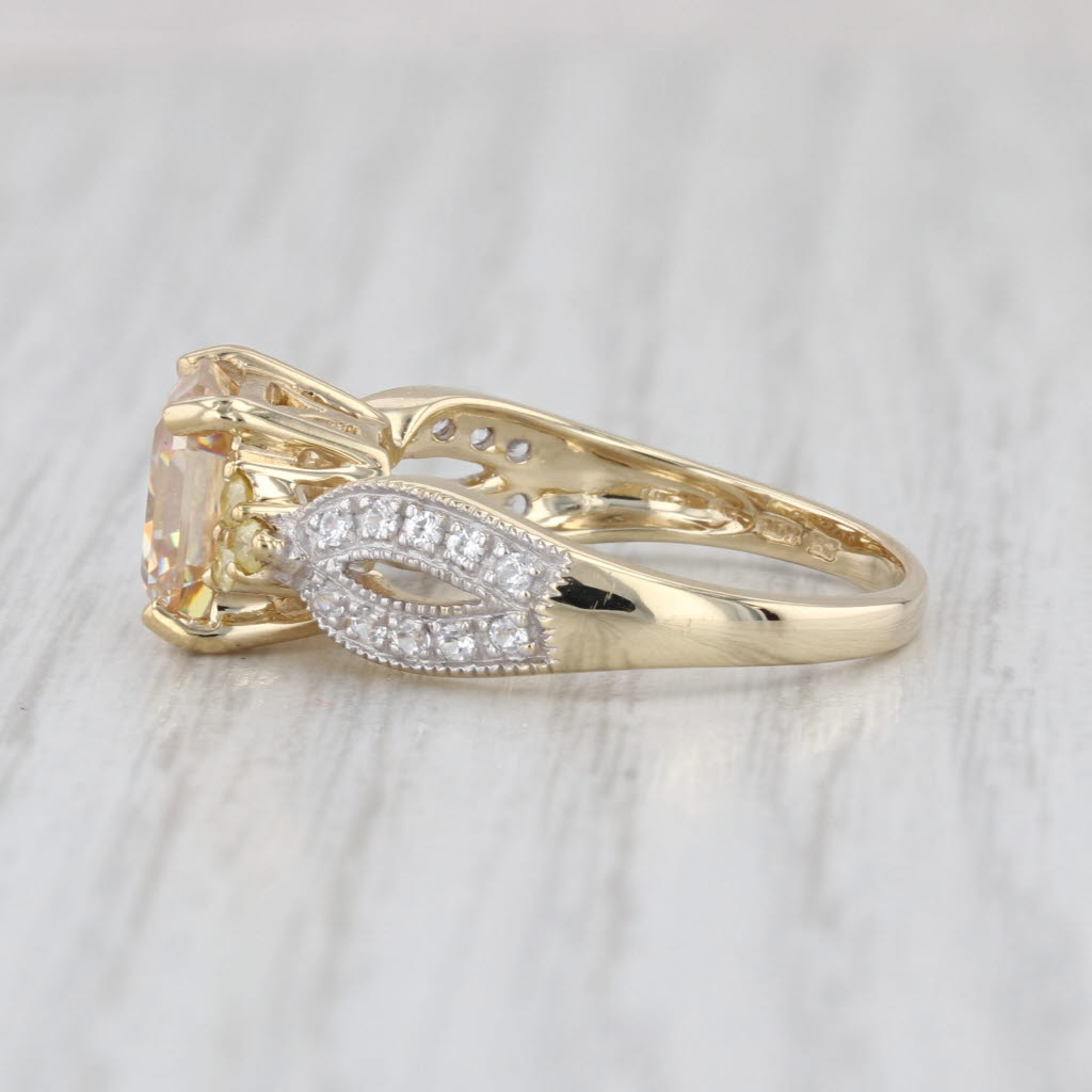 Diamond Zircon Semi Mount Engagement Ring 10k Yellow Gold Size 7