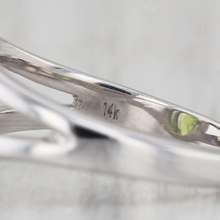 5.25ct Oval Peridot Solitaire Ring 14k White Gold Size 3.5