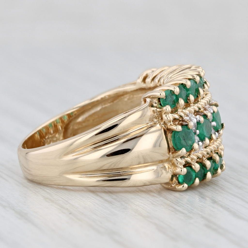Light Gray 1.55ctw Emerald Diamond Multiband Ring 10k Yellow Gold Size 7.25 Cocktail
