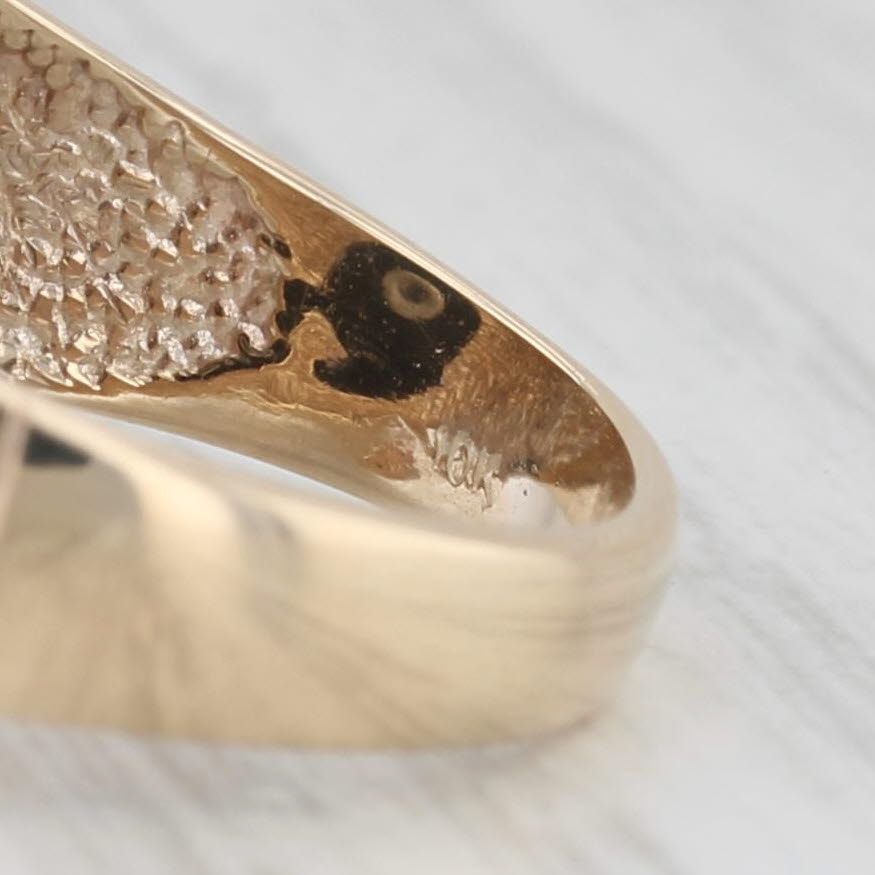 Light Gray Vintage Onyx Diamond Signet Ring 10k Yellow Gold Size 7.5