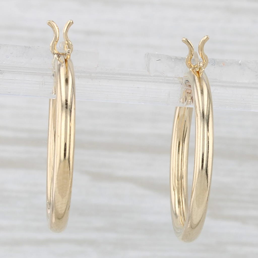 Light Gray Classic Hoop Earrings 14k Yellow Gold 20.5 x 2.1mm Snap Top Round Hoops
