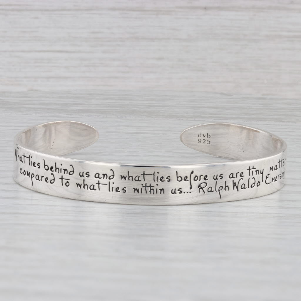 Gray Ralph Waldo Emerson Quote Cuff Bracelet Sterling Silver 7" Mindfulness