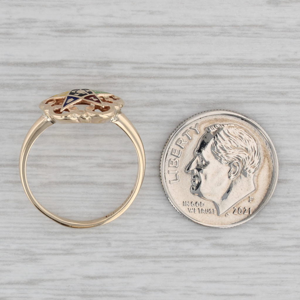 Gray Vintage Order Eastern Star Ring 10k Yellow Gold Size 6.5 Masonic Women PSCo