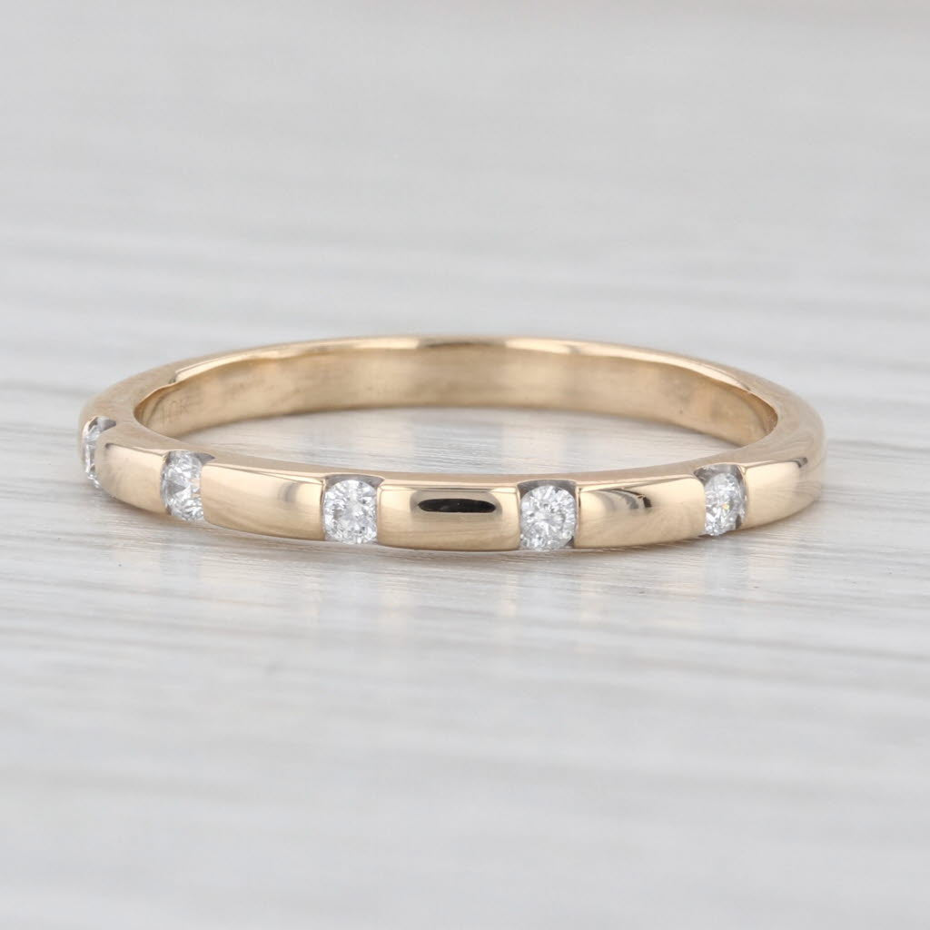 0.10ctw Diamond Dots Ring 10k Yellow Gold Stackable Wedding Band Size 7.5