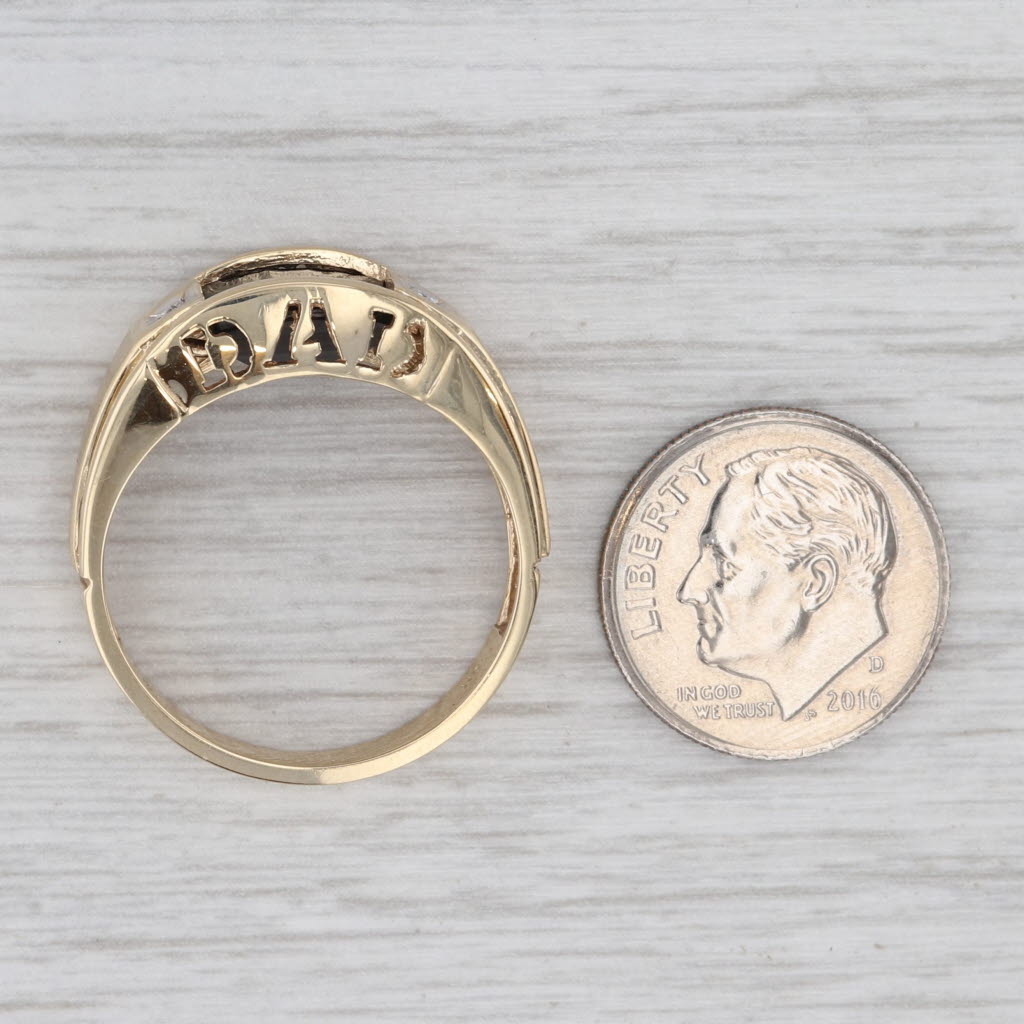 Onyx DAD Ring 10k Yellow Gold Diamond Accents Size 10.25 Gift