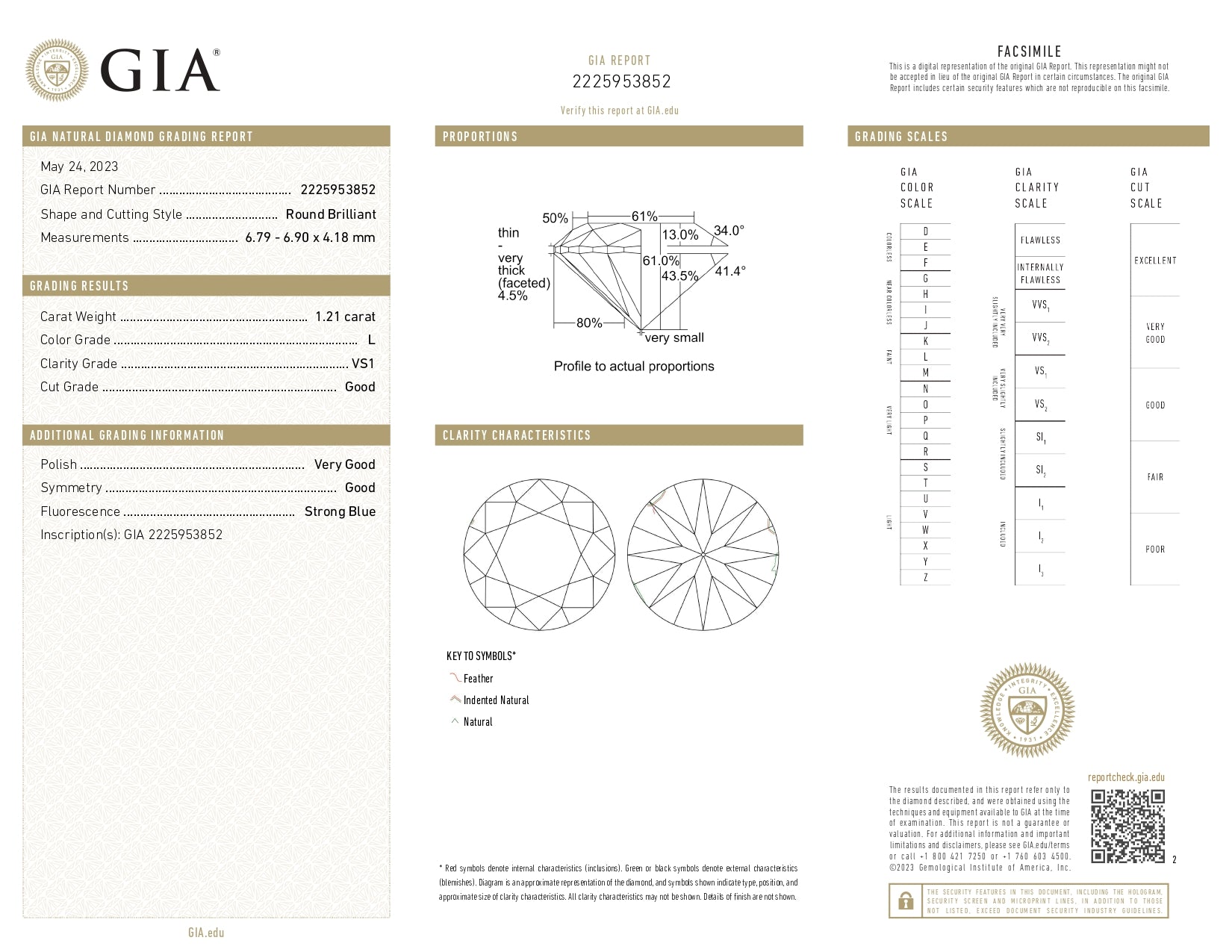White Smoke 1.25ctw VS1 Round Diamond Engagement Ring 14k White Gold Size 5.25 GIA