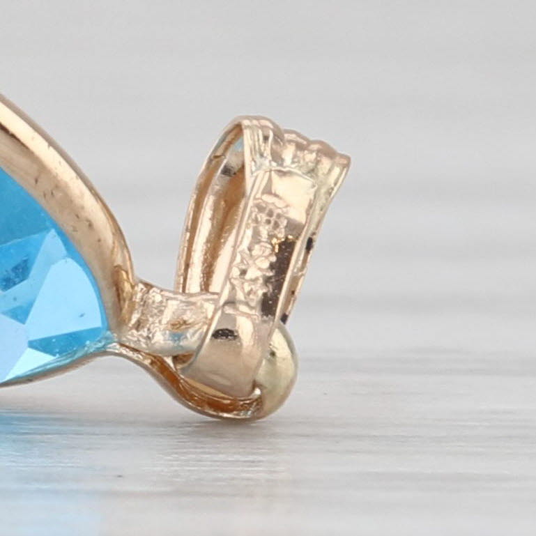 3.50ct Trillion Solitaire Topaz Teardrop Pendant 14k Yellow Gold Drop