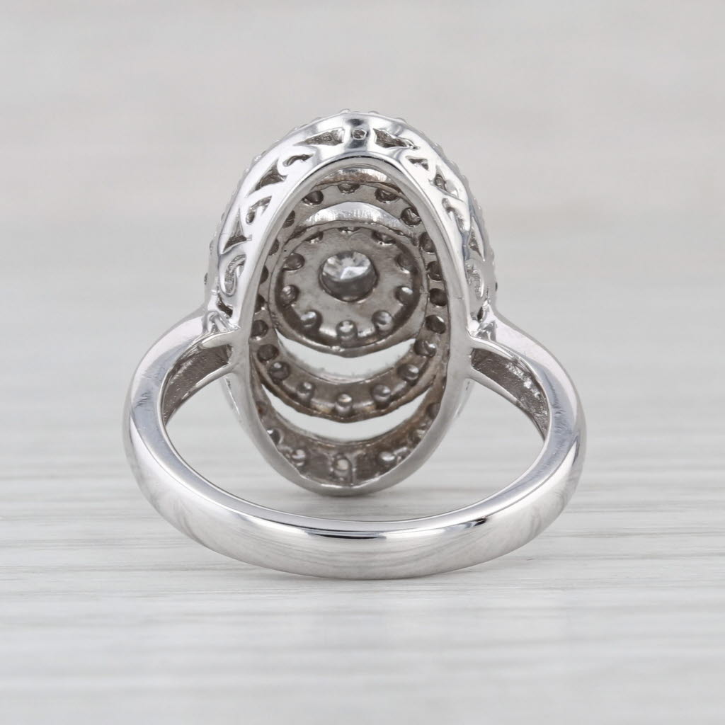 0.48ctw Diamond Halos Engagement Ring 14k White Gold Size 7.25