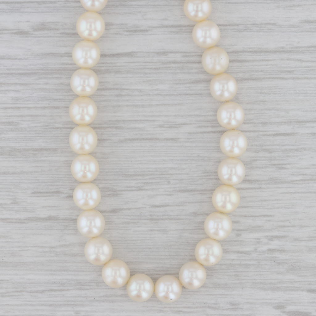 Gray Cultured Pearl Bead Strand Necklace 10k White Gold Clasp 14.5"