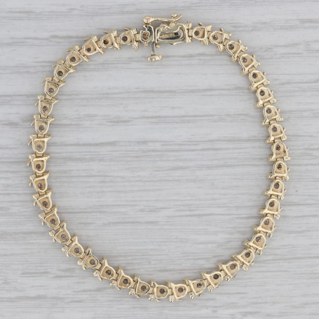 Gray 0.80ctw Diamond Tennis Bracelet 10k Yellow Gold 7" 5.3mm
