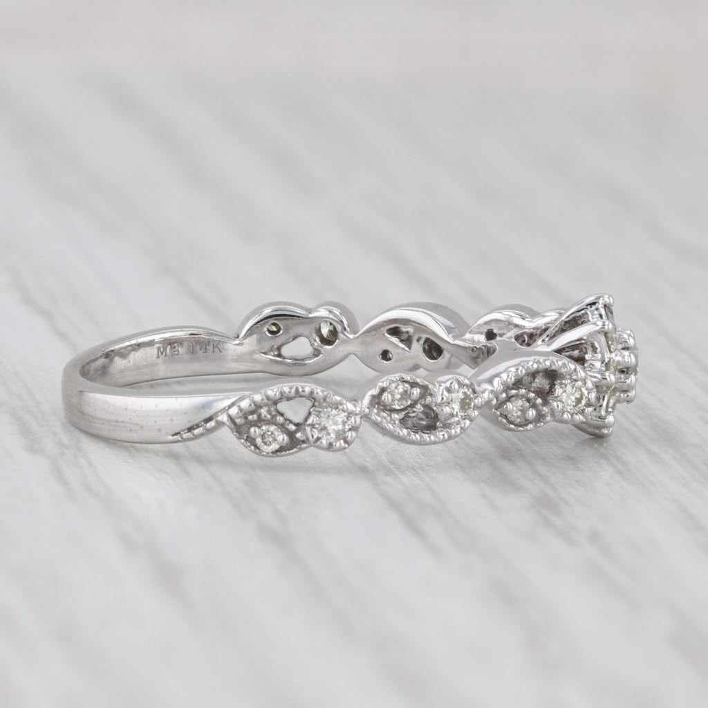 Light Gray Diamond Star Engagement Ring 14k White Gold Size 7 Cathedral Band