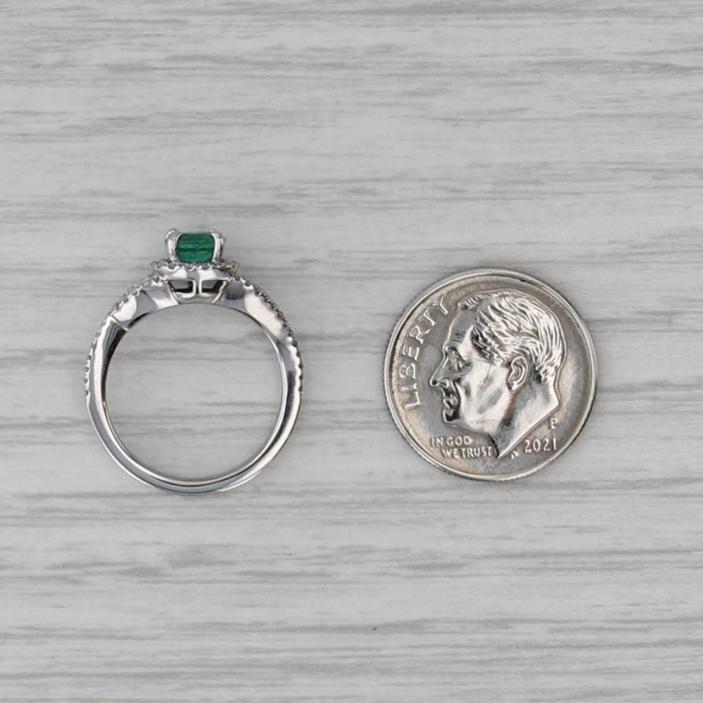 0.63ctw S Kashi Emerald Diamond Halo Ring 14k White Gold Size 3.5 Engagement