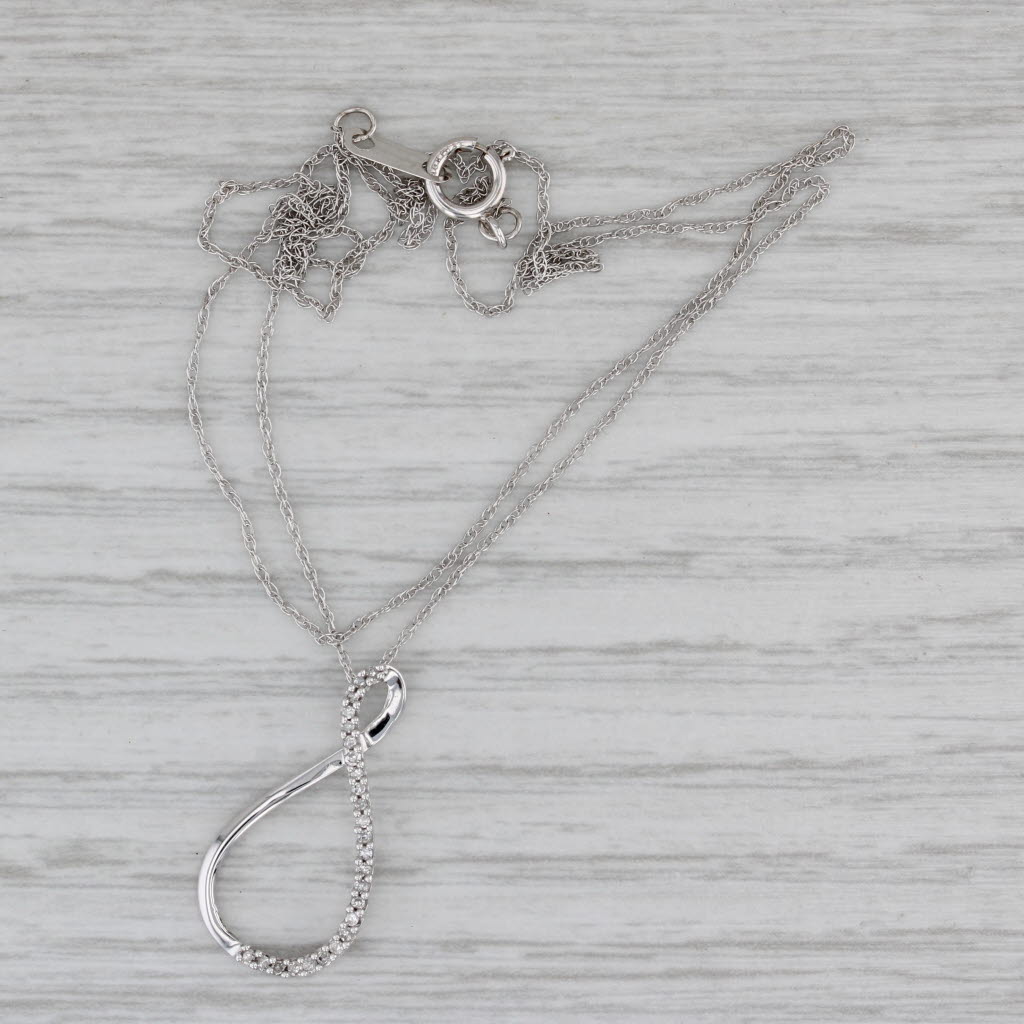 Gray New 0.10ctw Diamond Teardrop Figure 8 Pendant Necklace 10k White Gold 18"