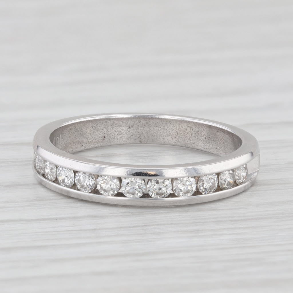 Light Gray 0.48ctw Diamond Wedding Band 10k White Gold Size 7 Stackable Anniversary Ring