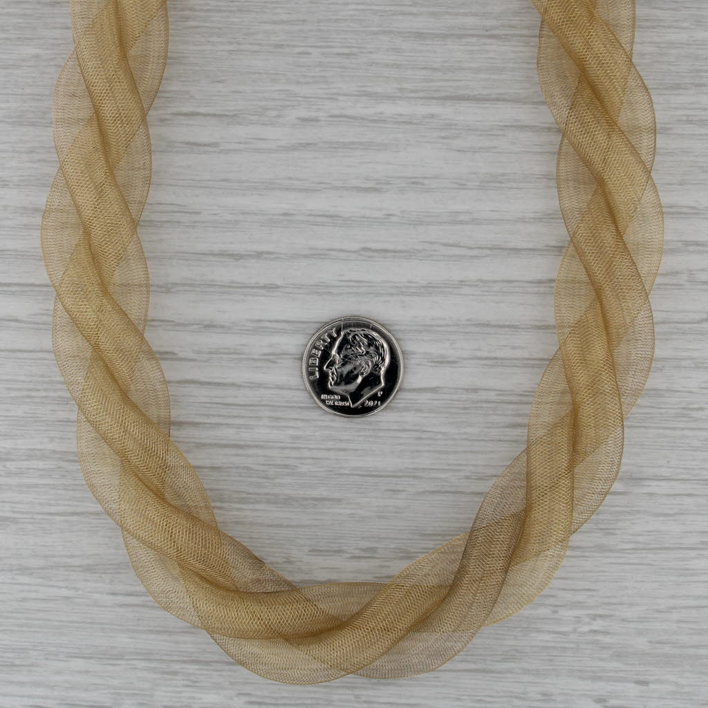 Woven Mesh Chain Necklace 17"+ Adjustable 14k Yellow Gold Statement