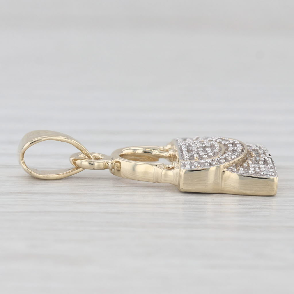 Light Gray Diamond Accented Purse Hand Bag Pendant 10k Yellow Gold