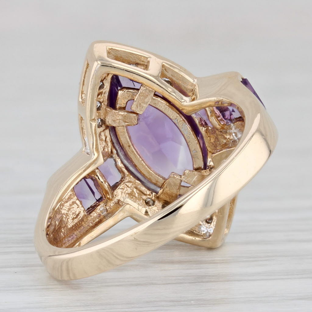 Gray 2.62ctw Marquise Amethyst Diamond Ring 10k Yellow Gold Size 6