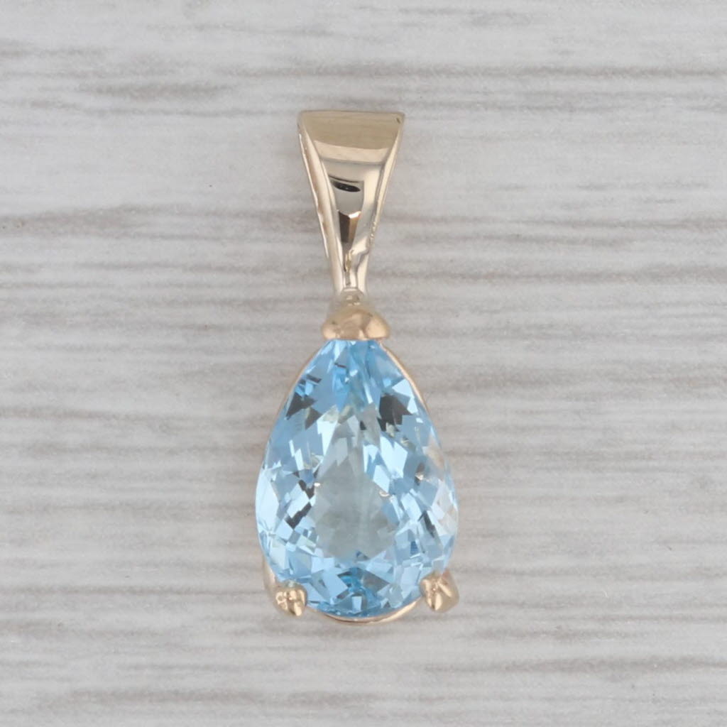 Gray 2.30ct Aquamarine Pear Solitaire Pendant 14k Yellow Gold