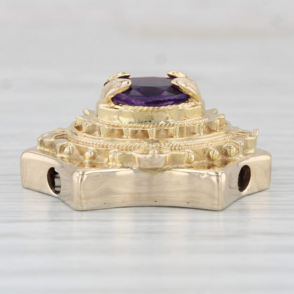 Light Gray 1.35ct Oval Amethyst Slide Charm Bracelet 14k Yellow Gold Vintage Hans L