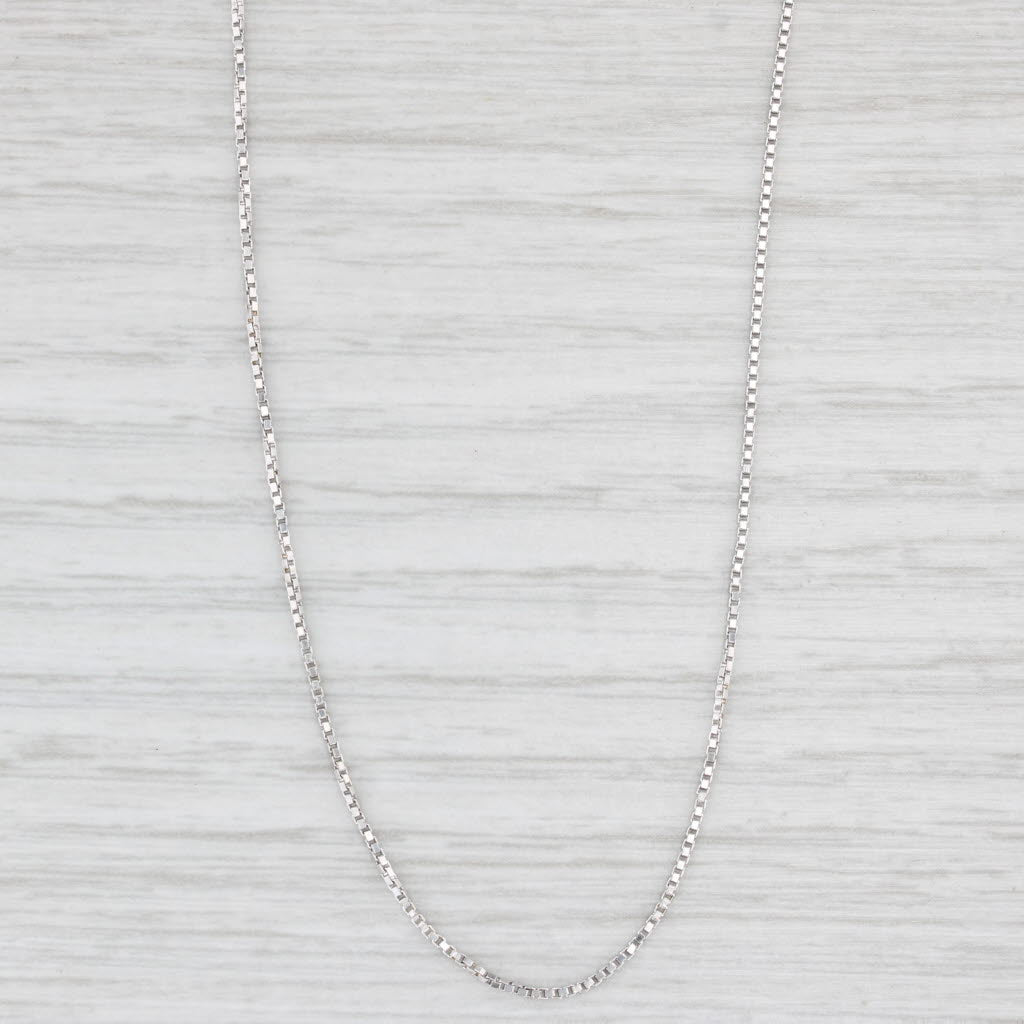 Light Gray Box Chain Necklace 16.5" 0.7mm 14k White Gold Lobster Clasp